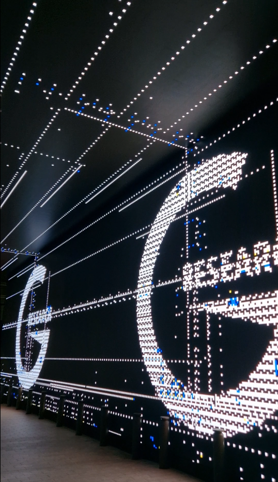 Cellular automaton animation at the Arcade, Outernet, London